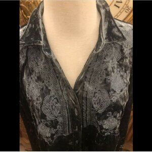New Free Citizen Crushed Velvet Embroidered Blouse Shirt Tunic. Size Small B2